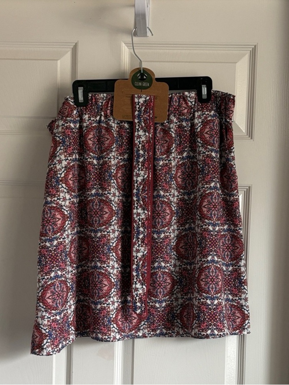 Printed Red Patterned A-Line Skirt